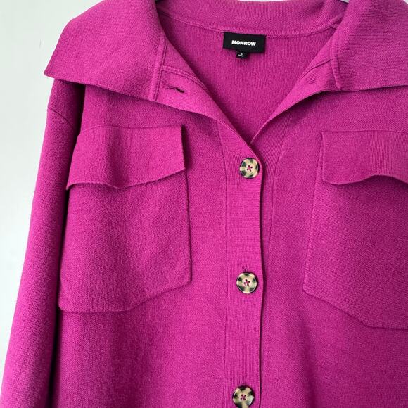 Monrow Supersoft Knit Jacket Rasberry Rose S - Picture 3 of 7